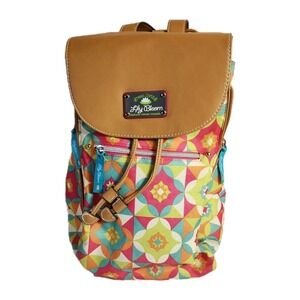 Lily Bloom Green Living Medium Backpack Purse Flower Multicolored‎ Colorful Bag
